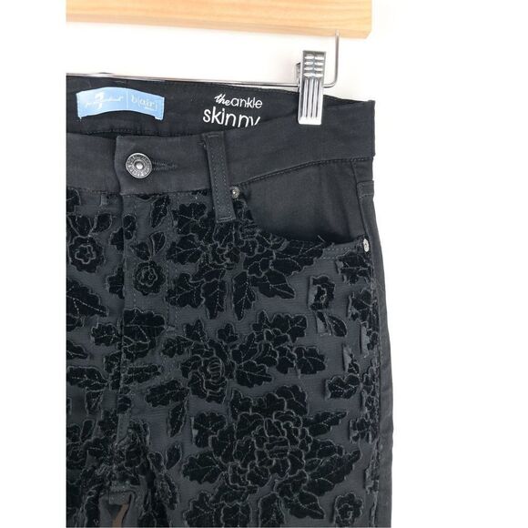 7 for All Mankind Mid-Rise Embellished Floral Ankle Skinny Jeans Size 28 - Picture 5 of 13